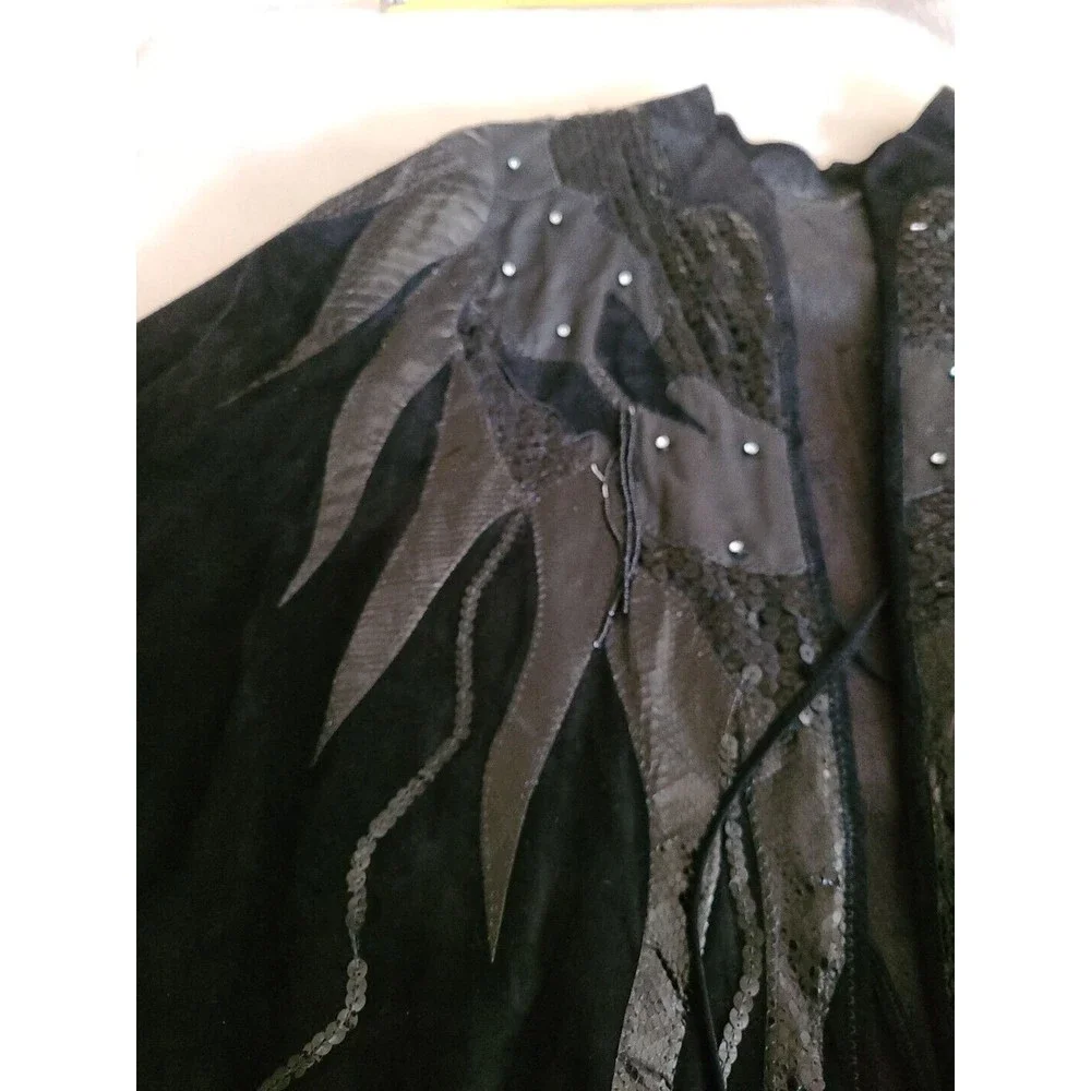 ONE-OF-A-KIND  hand-made SUEDE SNAKESKIN  Rhinestone, ladies TUXEDO S BLACK - Picture 15 of 16